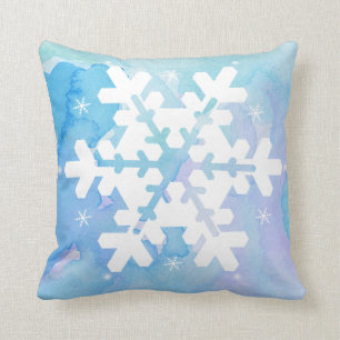 Watercolor Pillow: Frozen Snowflake Throw Pillow
