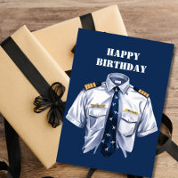 Watercolor Pilot Captain Shirt & Name Tag, Simple