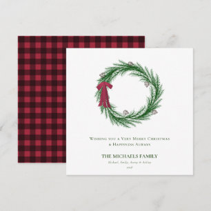 Watercolor Pine and Pine Cones Christmas Holiday  Card