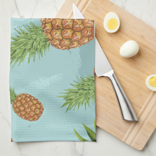 Watercolor pine-apple pattern 2 kitchen towel (Quarter Fold)