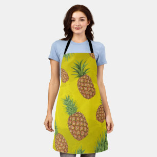Watercolor pine-apple pattern 3 apron