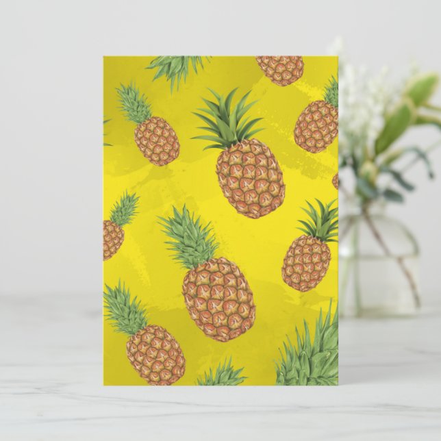 Watercolor pine-apple pattern 3 thank you card (Standing Front)