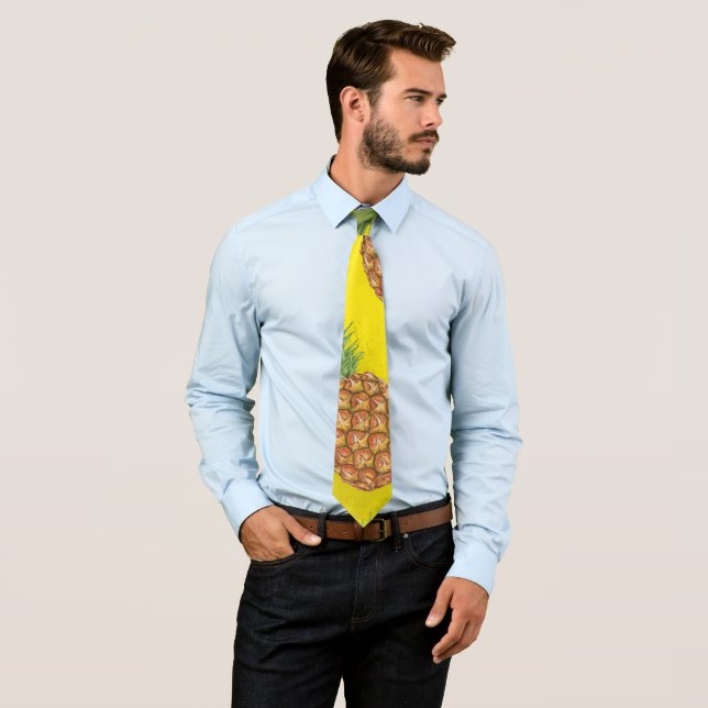 Watercolor pine-apple pattern 3 tie (In Situ)