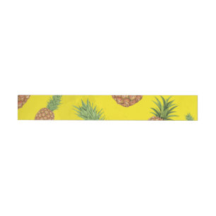 Watercolor pine-apple pattern 3 wraparound address label