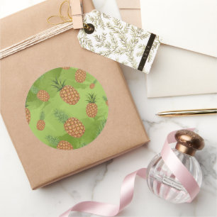 Watercolor pine-apple pattern 4 classic round sticker