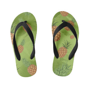 Watercolor pine-apple pattern 4 kid's flip flops