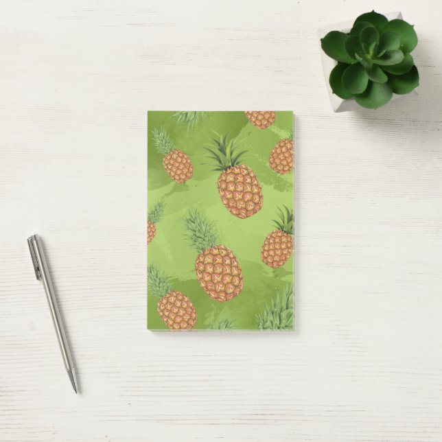 Watercolor pine-apple pattern 4 post-it notes (Office)