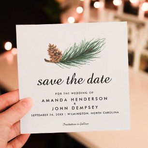 Watercolor Pine Branch Winter Save the Date