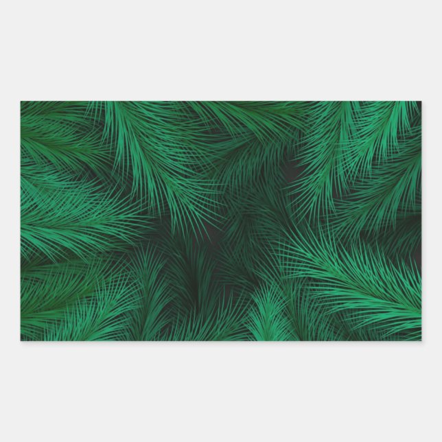 Watercolor pine branches pattern on black backgrou sticker (Front)