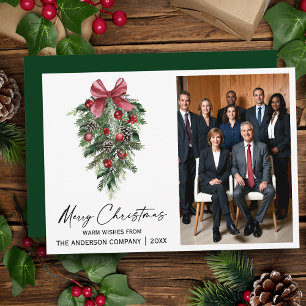 Watercolor Pine Company Photo Christmas Holiday Card
