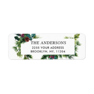 Watercolor Pine Cone Christmas Return Address
