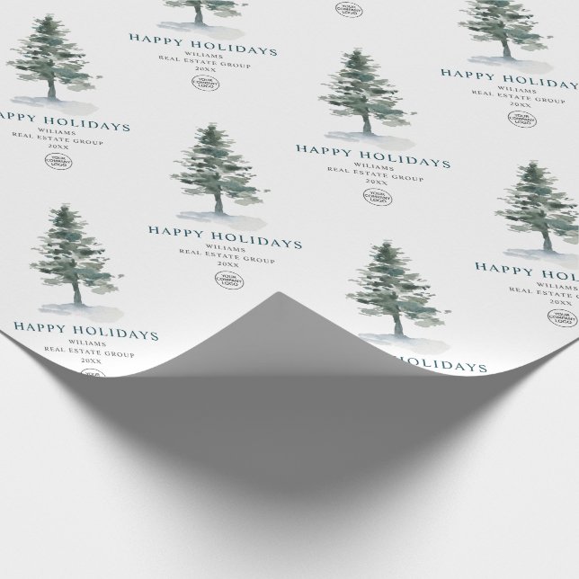 Watercolor Pine Cones Christmas Tree Holiday Wrapping Paper (Corner)