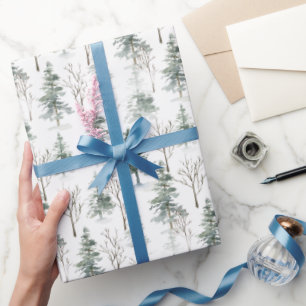 Watercolor Pine Cones Christmas Tree Holiday Wrapping Paper