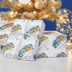 Watercolor Pine Cones Christmas Tree Holiday Wrapping Paper