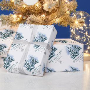 Watercolor Pine Cones Christmas Tree Holiday Wrapping Paper