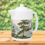 Watercolor Pine Forest and mountain Rustic<br><div class="desc">Brew in rustic charm! Our Watercolor Pine Forest & Mountain teapot brings nature's art to your table. Sip,  savour,  and enjoy the vibes.</div>