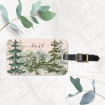 Watercolor Pine Forest and Mountain Rustic Luggage Tag<br><div class="desc">Travel wild,  travel stylish! Our Watercolor Pine Forest & Mountain Rustic Luggage Tag,  personalized with your name,  stands out on your adventures.</div>