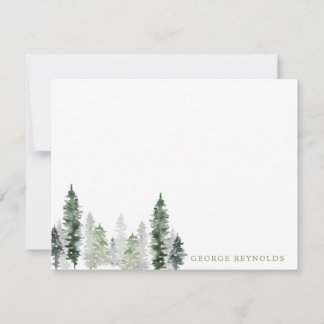 Watercolor Pine Forest Card