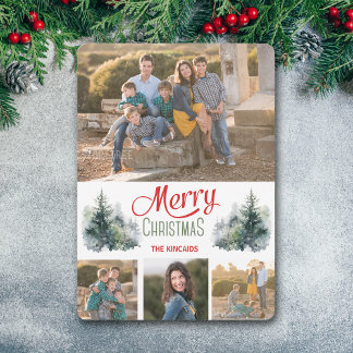 Watercolor Pine Forest Photo Template Christmas