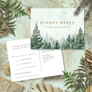 Watercolor Pine Forest Song Request RSVP Postcard