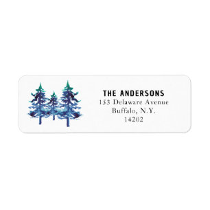 Watercolor Pine Forest Winter Return Address