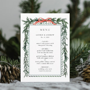 Watercolor Pine Garland Wedding Menu