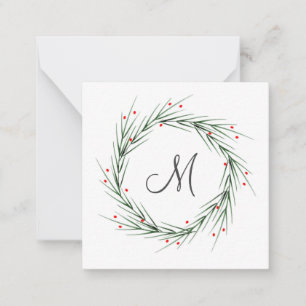 Watercolor Pine Needles and Berries Card
