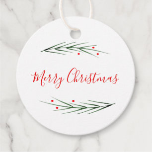 Watercolor Pine Needles and Berries  gift tags