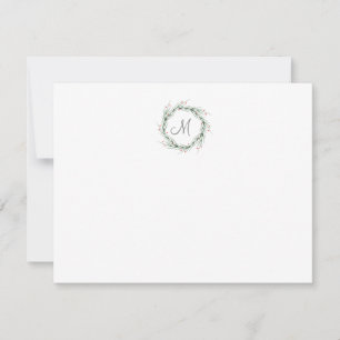 Watercolor Pine Needles and Berries Wreath Card