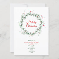Watercolor Pine Needles and Berries Wreath