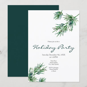 Watercolor Pine Needles Invitation