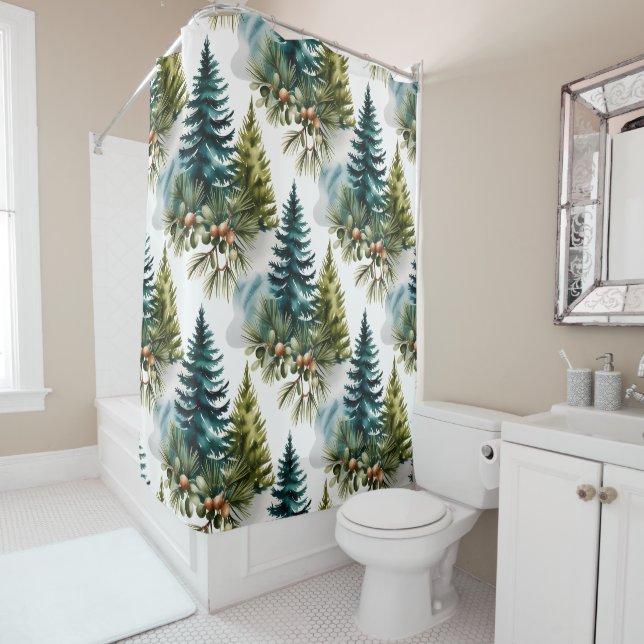 Watercolor Pine Pattern Elegant Winter (In Situ)