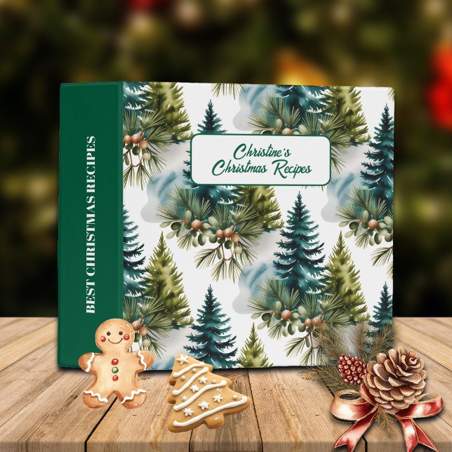 Watercolor Pine Pattern Elegant Winter Binder (Creator Uploaded)