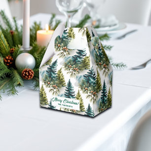Watercolor Pine Pattern Elegant Winter  Favor Box