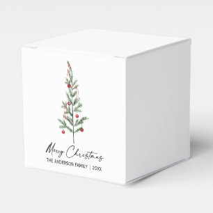 Watercolor Pine Tree Calligraphy Ink Christmas Favor Box