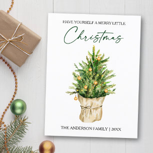 Watercolor Pine Tree Calligraphy Ink Holiday