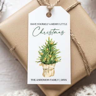 Watercolor Pine Tree Calligraphy Ink Script  Gift Tags