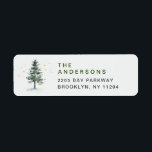 Watercolor Pine Tree Chic Christmas Return Address<br><div class="desc">Watercolor Pine Tree Chic Christmas Return Address label.
Personalize your holiday  return address label with  this red watercolor holly berries wreath and your photo.</div>