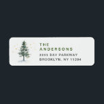 Watercolor Pine Tree Chic Christmas Return Address<br><div class="desc">Watercolor Pine Tree Chic Christmas Return Address label.
Personalize your holiday  return address label with  this red watercolor holly berries wreath and your photo.</div>