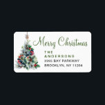 Watercolor Pine Tree Chic Christmas Return Address Label<br><div class="desc">Watercolor Pine Tree Chic Christmas Return Address label.
Personalize your holiday  return address label with  this red watercolor holly berries wreath and your photo.</div>