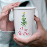 Watercolor Pine Tree Christmas Holiday Paper Cups<br><div class="desc">Celebrate Christmas in style this year with these watercolor pine tree holiday party paper cups. Matching items can be found in the collection.</div>