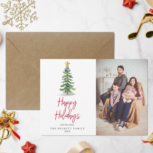 Watercolor Pine Tree Christmas Holiday Photo (Creator Uploaded)