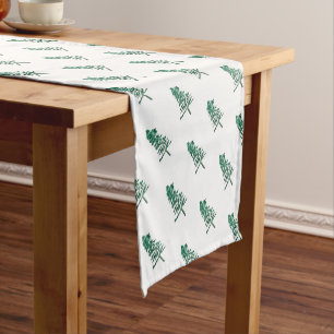 Watercolor Pine Tree Christmas Short Table Runner