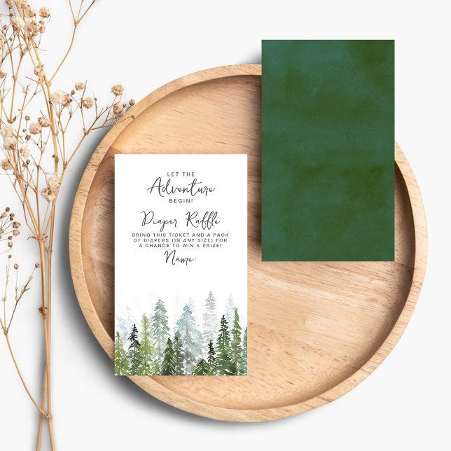 Watercolor Pine Tree Forest Baby Shower Enclosure Card (Creator Uploaded)