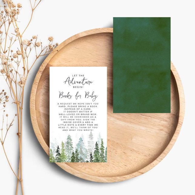 Watercolor Pine Tree Forest Baby Shower Enclosure Card (Creator Uploaded)