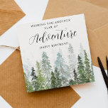 Watercolor Pine Tree Forest Happy Birthday Card<br><div class="desc">This super trendy card is the perfect way to wish that someone special a happy birthday. The design features watercolor pine trees with trendy typography wording which is easy to personalize. The back of the card is blank for you to hand write a personal message or you can add more...</div>