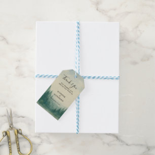 Watercolor pine tree forest Thank You wedding Gift Tags