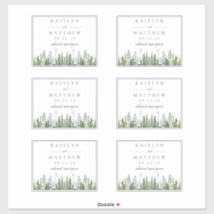 Watercolor Pine Tree Forest Wedding - 4.5" x 3.5"