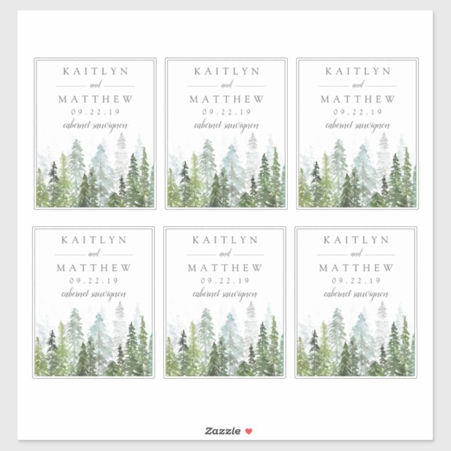 Watercolor Pine Tree Forest Wedding - 4" x 5" (Sheet)