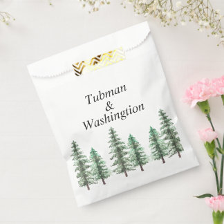 Watercolor Pine Tree Forest wedding Favour Bag